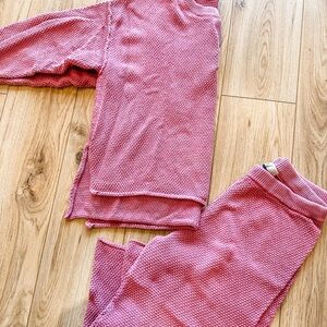 Free People Pink Textured Hailee Lounge Set - Medium